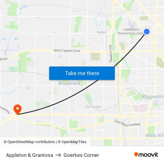 Appleton & Grantosa to Goerkes Corner map