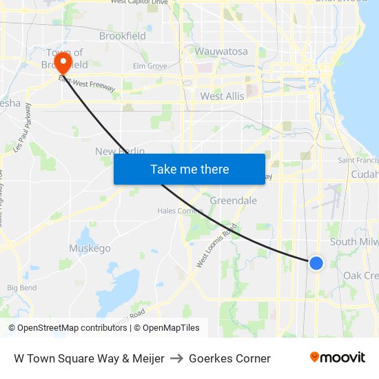 W Town Square Way & Meijer to Goerkes Corner map