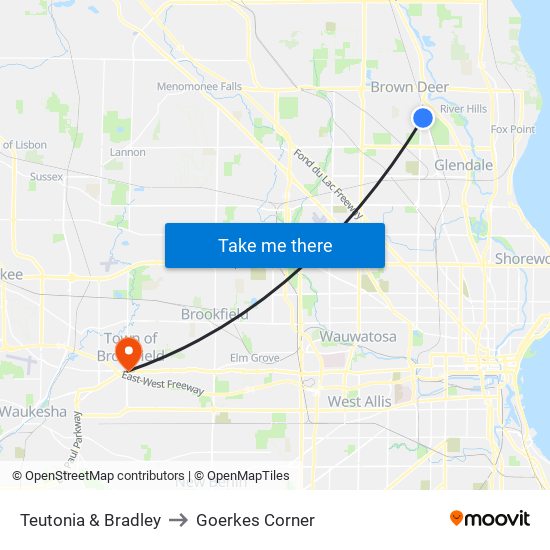 Teutonia & Bradley to Goerkes Corner map