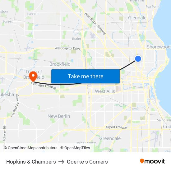 Hopkins & Chambers to Goerke s Corners map