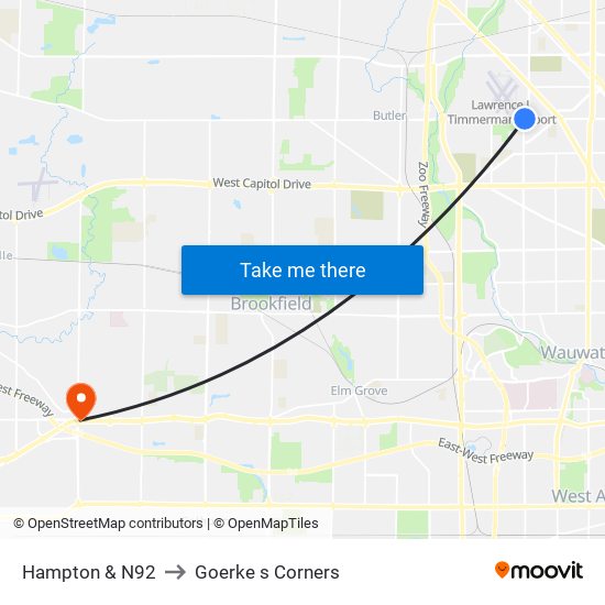 Hampton & N92 to Goerke s Corners map