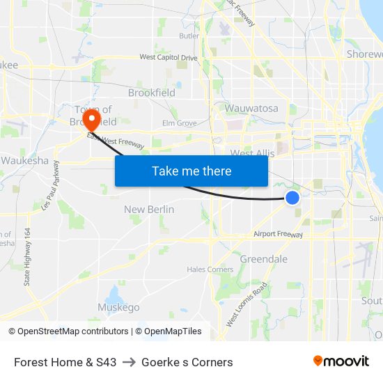 Forest Home & S43 to Goerke s Corners map