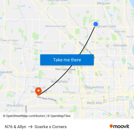 N76 & Allyn to Goerke s Corners map