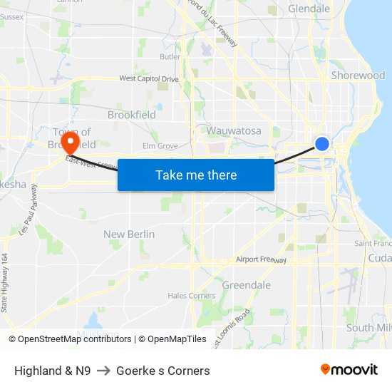 Highland & N9 to Goerke s Corners map