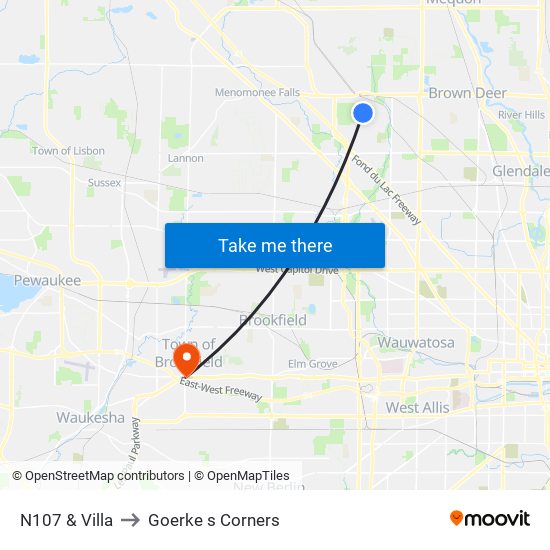 N107 & Villa to Goerke s Corners map