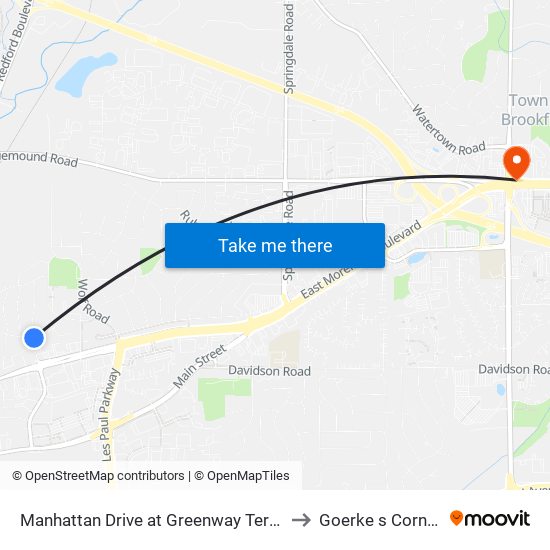 Manhattan Drive at Greenway Terrace to Goerke s Corners map