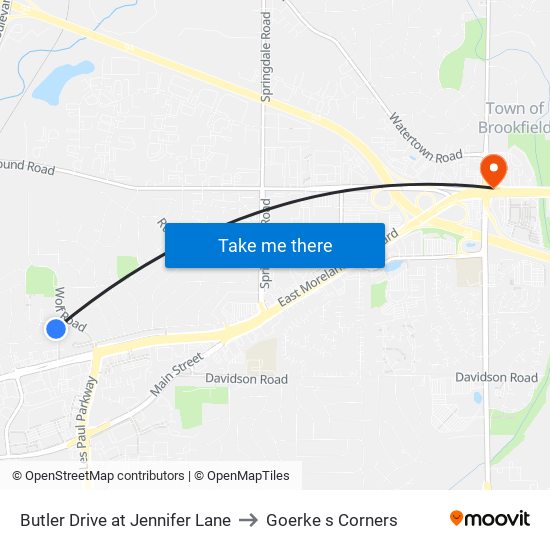 Butler Drive at Jennifer Lane to Goerke s Corners map