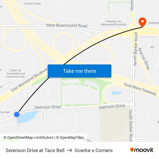 Swenson Drive at Taco Bell to Goerke s Corners map