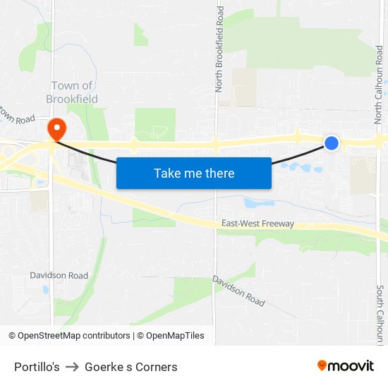 Portillo's to Goerke s Corners map