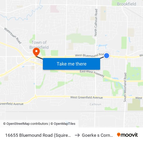 16655 Bluemound Road (Squires II) to Goerke s Corners map