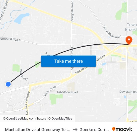 Manhattan Drive at Greenway Terrace to Goerke s Corners map