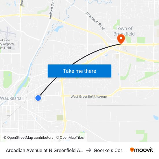 Arcadian Avenue at N Greenfield Avenue to Goerke s Corners map