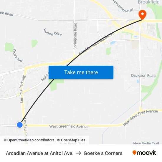 Arcadian Avenue at Anitol Ave. to Goerke s Corners map