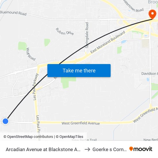 Arcadian Avenue at Blackstone Avenue to Goerke s Corners map