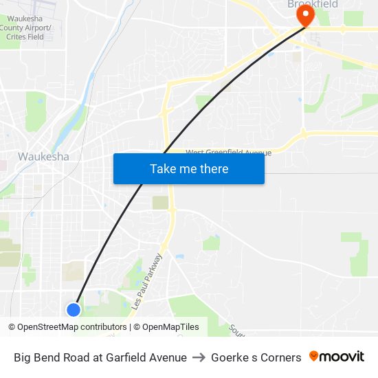 Big Bend Road at Garfield Avenue to Goerke s Corners map