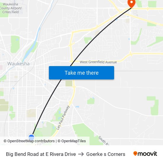 Big Bend Road at E Rivera Drive to Goerke s Corners map