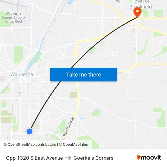 Opp 1320 S East Avenue to Goerke s Corners map