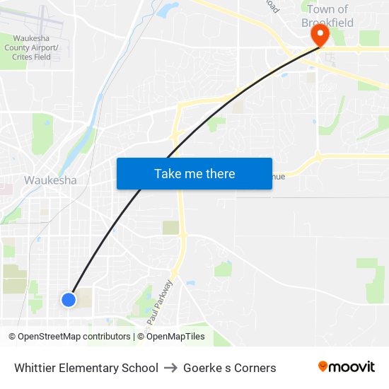 Whittier Elementary School to Goerke s Corners map