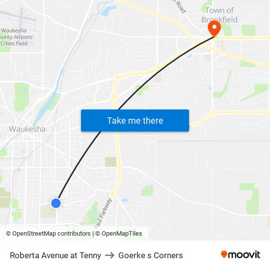 Roberta Avenue at Tenny to Goerke s Corners map