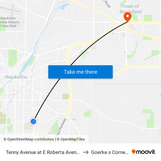 Tenny Avenue at E Roberta Avenue to Goerke s Corners map