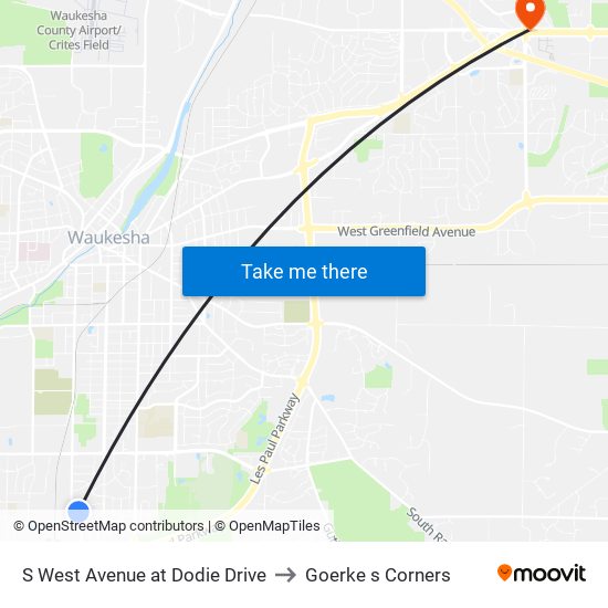 S West Avenue at Dodie Drive to Goerke s Corners map