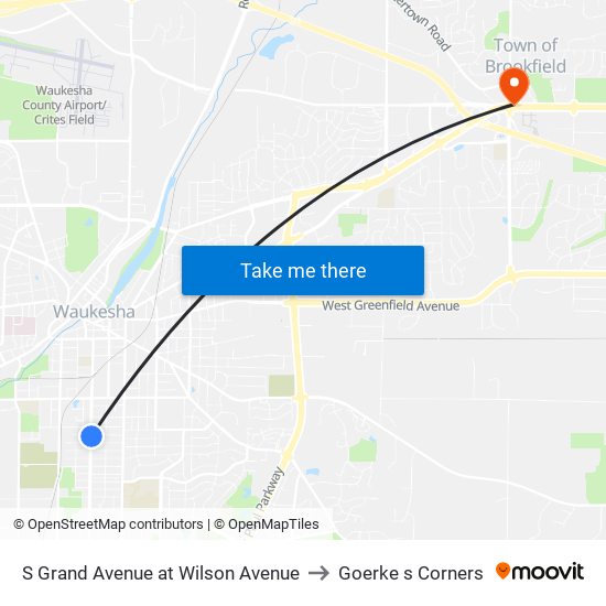 S Grand Avenue at Wilson Avenue to Goerke s Corners map