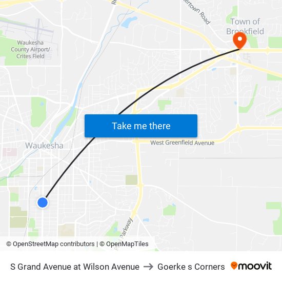 S Grand Avenue at Wilson Avenue to Goerke s Corners map