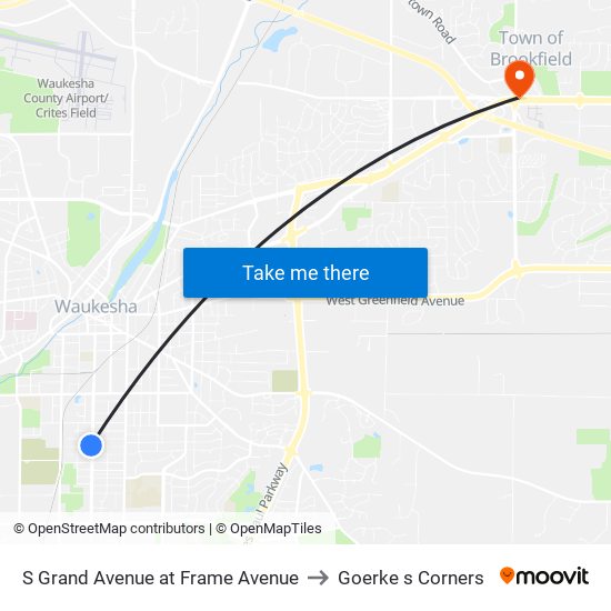 S Grand Avenue at Frame Avenue to Goerke s Corners map