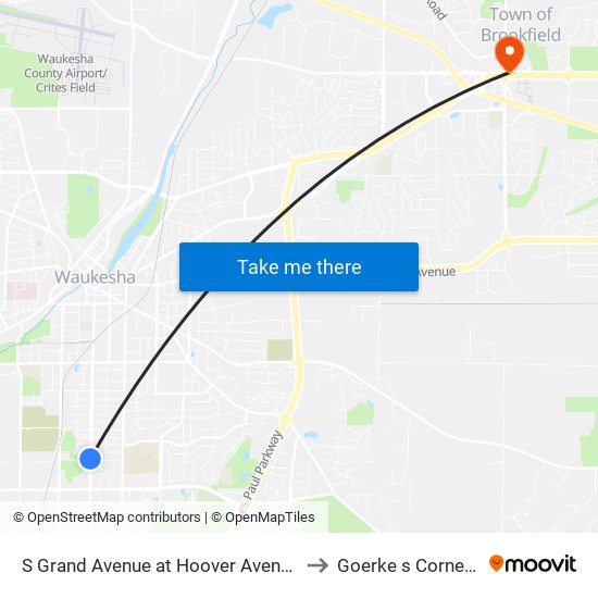 S Grand Avenue at Hoover Avenue to Goerke s Corners map