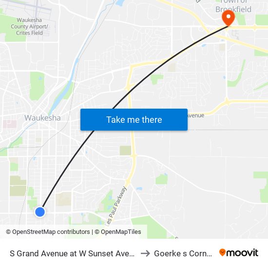 S Grand Avenue at W Sunset Avenue to Goerke s Corners map