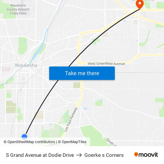 S Grand Avenue at Dodie Drive to Goerke s Corners map