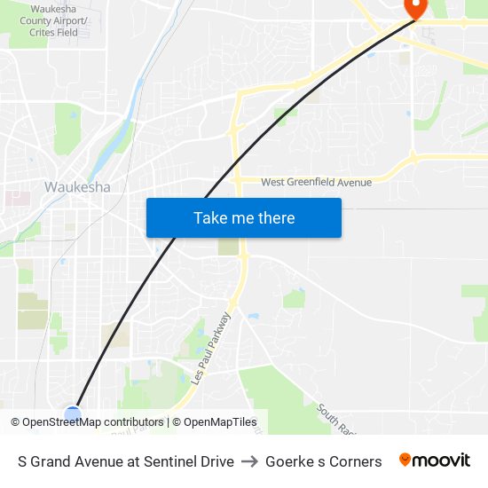 S Grand Avenue at Sentinel Drive to Goerke s Corners map