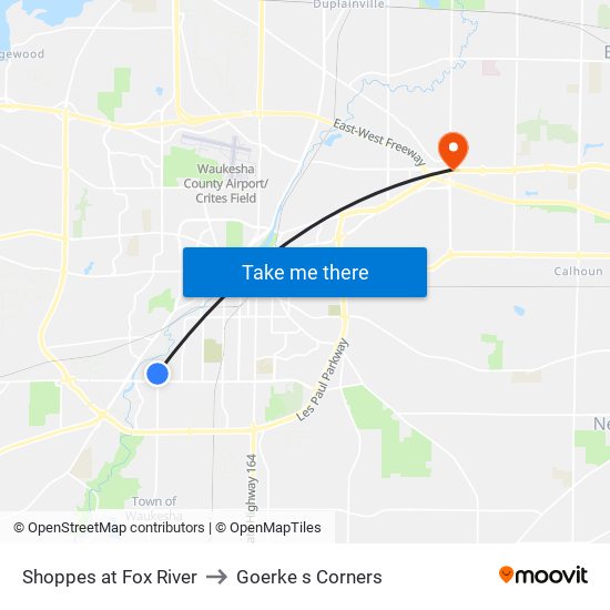 Shoppes at Fox River to Goerke s Corners map