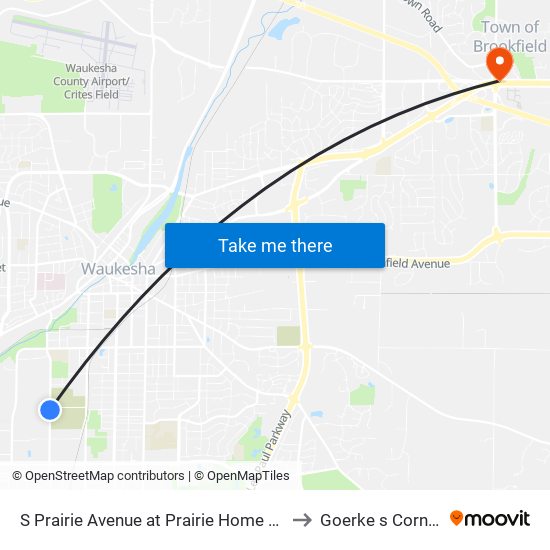 S Prairie Avenue at Prairie Home Drive to Goerke s Corners map