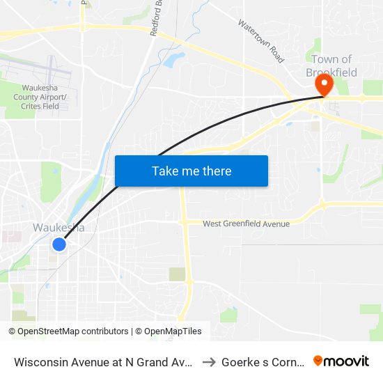 Wisconsin Avenue at N Grand Avenue to Goerke s Corners map