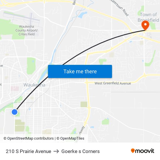 210 S Prairie Avenue to Goerke s Corners map