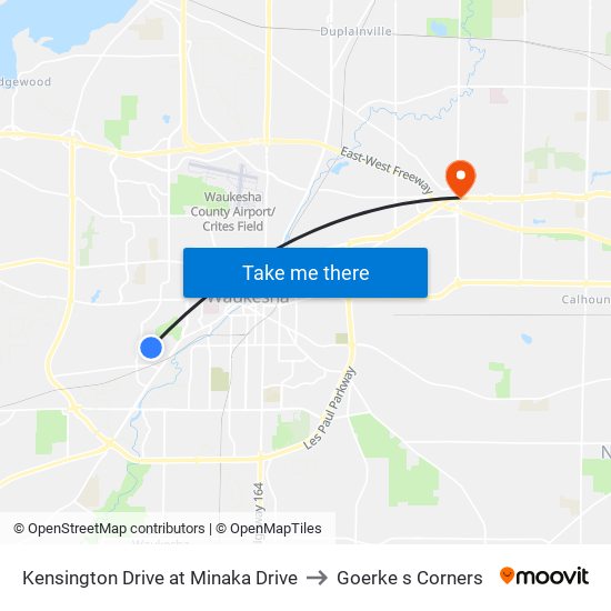 Kensington Drive at Minaka Drive to Goerke s Corners map
