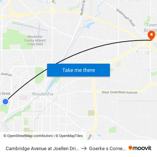 Cambridge Avenue at Joellen Drive to Goerke s Corners map