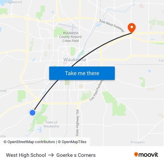 West High School to Goerke s Corners map