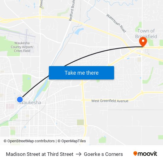 Madison Street at Third Street to Goerke s Corners map