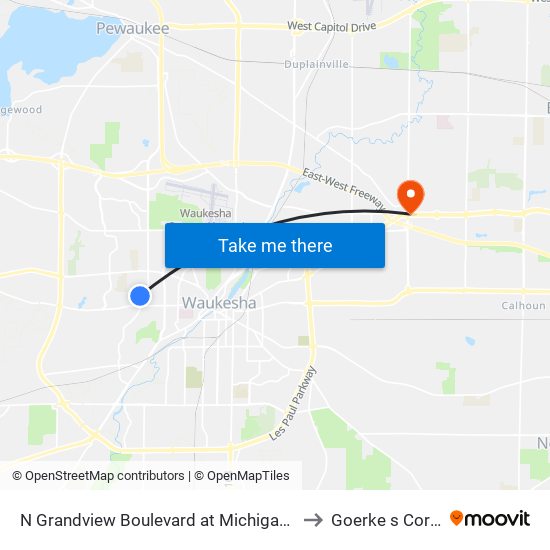N Grandview Boulevard at Michigan Avenue to Goerke s Corners map