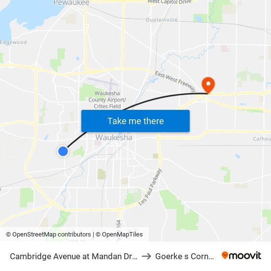 Cambridge Avenue at Mandan Drive to Goerke s Corners map