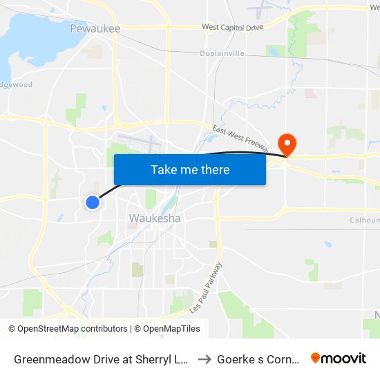 Greenmeadow Drive at Sherryl Lane to Goerke s Corners map