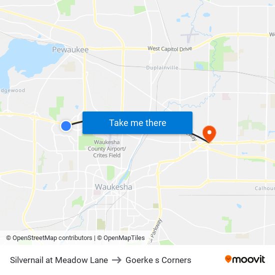 Silvernail at Meadow Lane to Goerke s Corners map