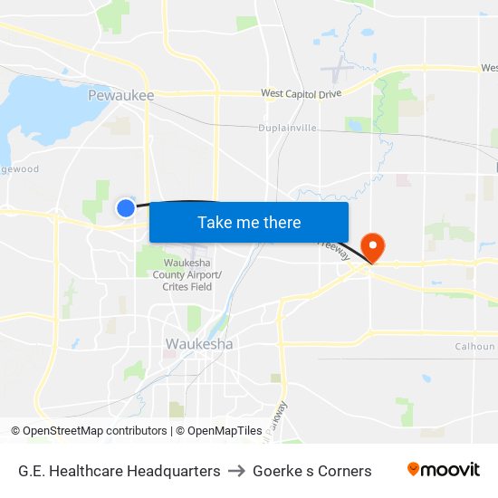 G.E. Healthcare Headquarters to Goerke s Corners map