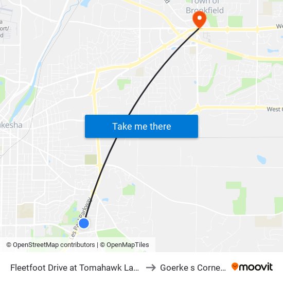 Fleetfoot Drive at Tomahawk Lane to Goerke s Corners map