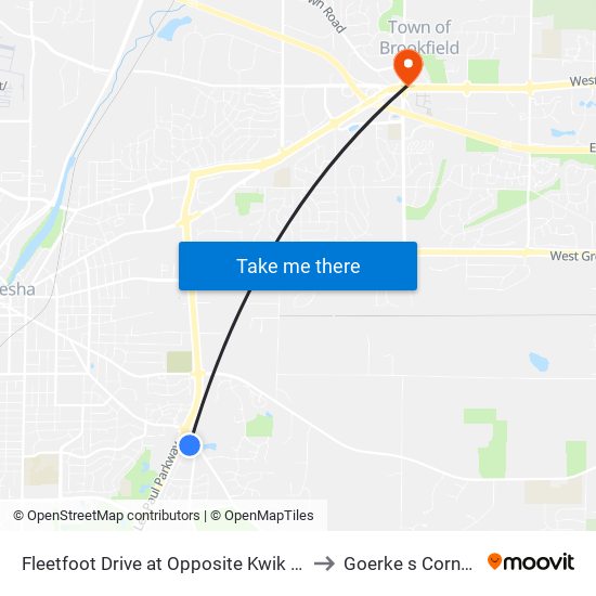 Fleetfoot Drive at Opposite Kwik Trip to Goerke s Corners map