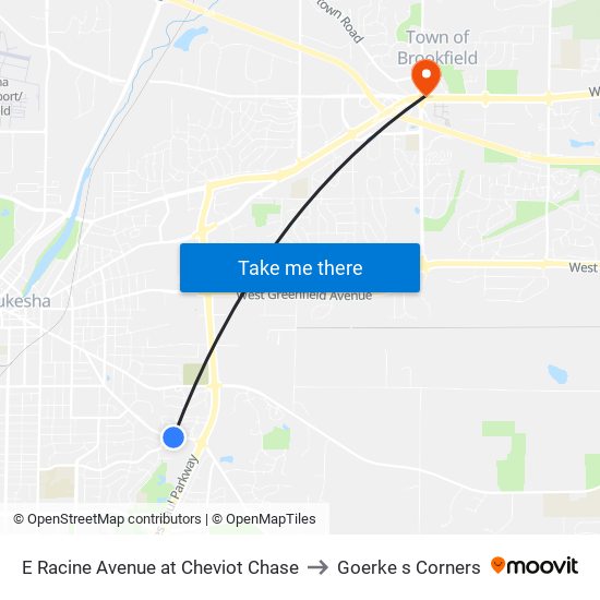 E Racine Avenue at Cheviot Chase to Goerke s Corners map