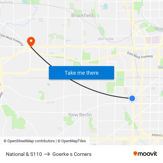 National & S110 to Goerke s Corners map