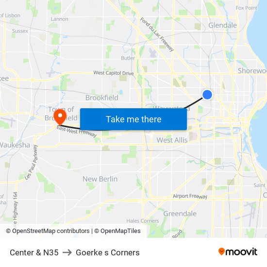 Center & N35 to Goerke s Corners map